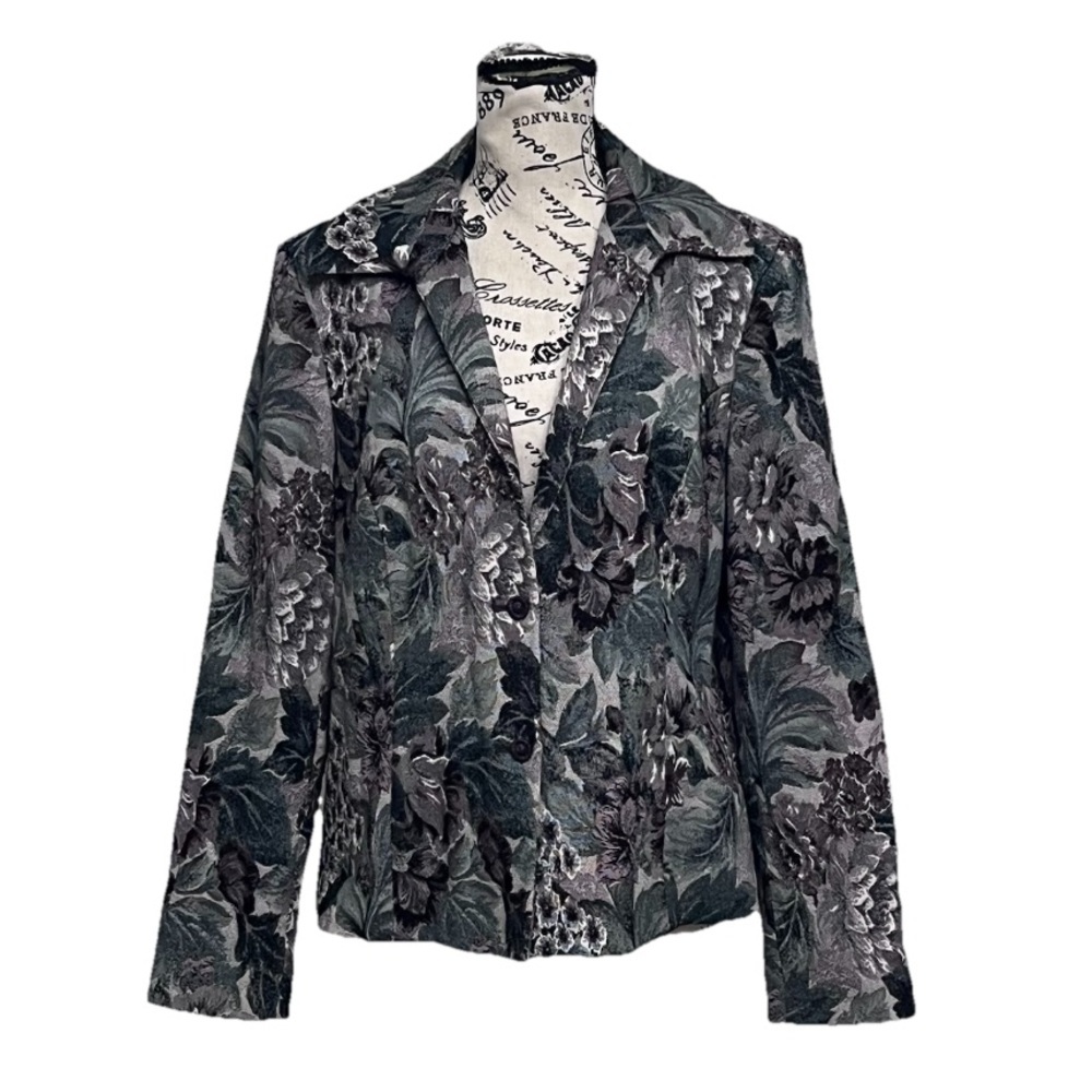 Vintage Sag Harbor Floral Tapestry Blazer Jacket Size 12 Fairy Forest Grunge - Picture 2 of 11